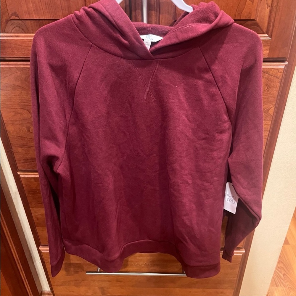Time and Tru Women's Maroon Hooded Sweatshirt XL NWT